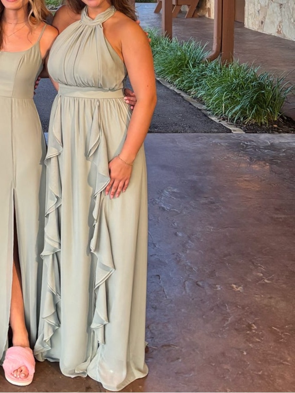 Birdy Grey Sage Halter Ruffled Maxi Dress